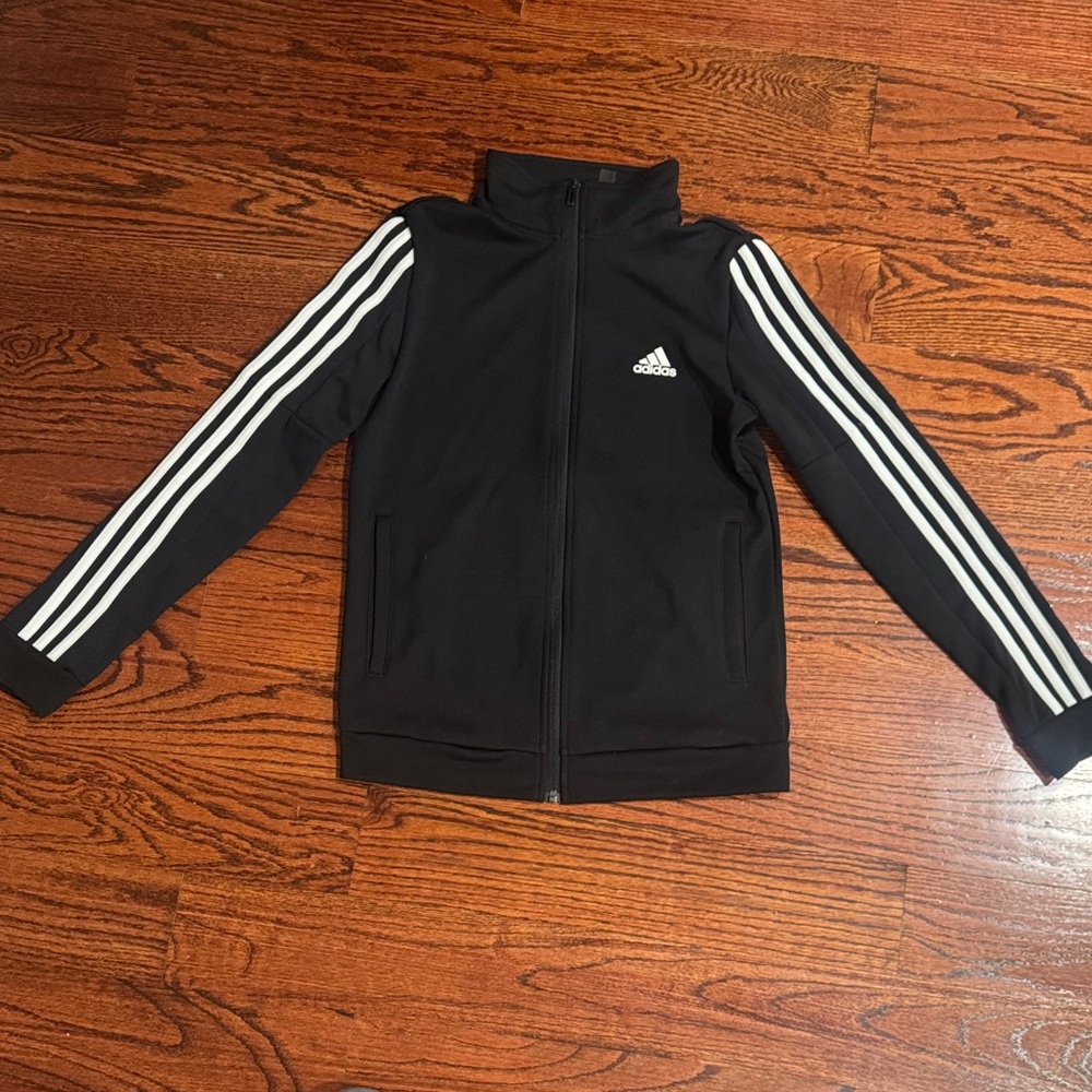 Adidas Black Track Jacket with White Stripes